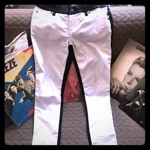 Tripp NYC front white back black skinny jeans